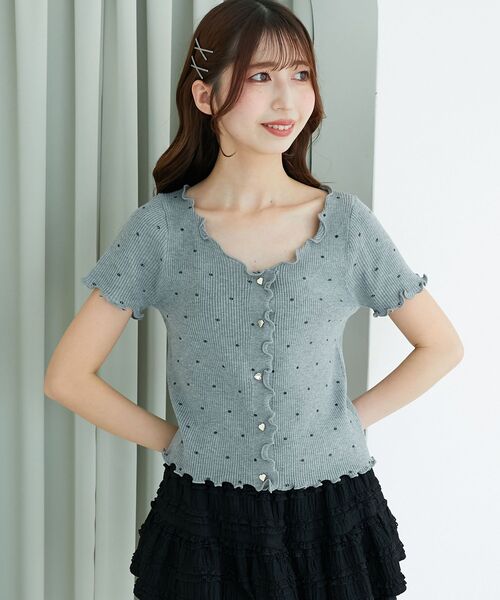 MAJESTIC LEGON（マジェスティックレゴン）の「ドットパターンリブカーディガン（カーディガン/ボレロ・レディース・ブラック系その他/グレー系その他/ホワイト系その他・MEDIUM）」の19枚目の写真