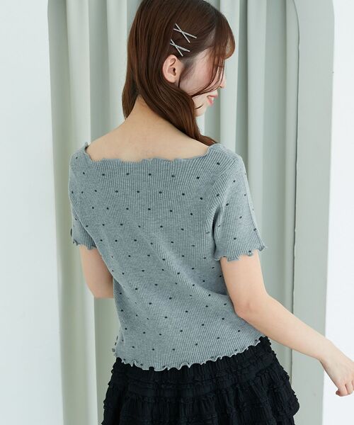 MAJESTIC LEGON（マジェスティックレゴン）の「ドットパターンリブカーディガン（カーディガン/ボレロ・レディース・ブラック系その他/グレー系その他/ホワイト系その他・MEDIUM）」の21枚目の写真