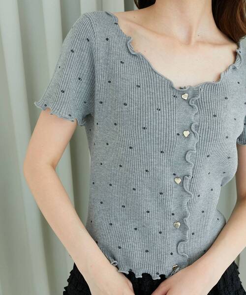 MAJESTIC LEGON（マジェスティックレゴン）の「ドットパターンリブカーディガン（カーディガン/ボレロ・レディース・ブラック系その他/グレー系その他/ホワイト系その他・MEDIUM）」の22枚目の写真