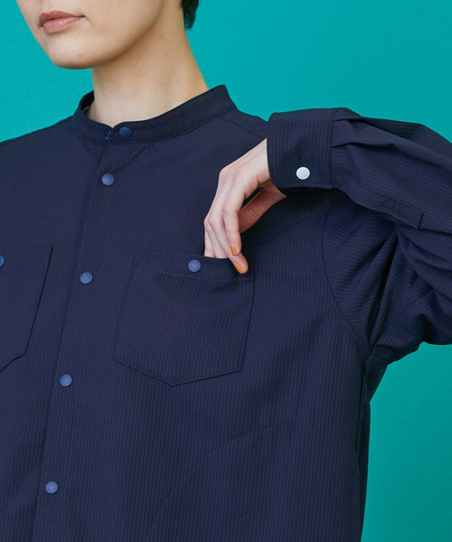 FRAPBOIS(フラボア)の「サッカーシャツ(シャツ/ブラウス・レディース・ネイビー/ストライプ・1/2)」の7枚目の写真