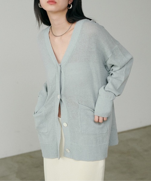 LARUTA（ラルータ）の「【LARUTA】[Web限定] 綿麻シアーニットカーデ（カーディガン/ボレロ・レディース・ブラック/ベージュ/ブルー/アイボリー/ミント/ピンク・FREE）」の5枚目の写真