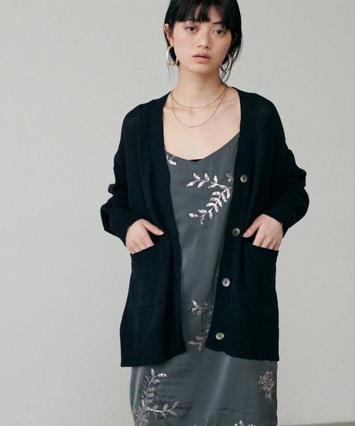 LARUTA（ラルータ）の「【LARUTA】[Web限定] 綿麻シアーニットカーデ（カーディガン/ボレロ・レディース・ブラック/ベージュ/ブルー/アイボリー/ミント/ピンク・FREE）」の3枚目の写真