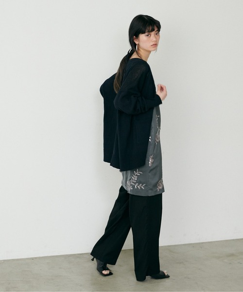 LARUTA（ラルータ）の「【LARUTA】[Web限定] 綿麻シアーニットカーデ（カーディガン/ボレロ・レディース・ブラック/ベージュ/ブルー/アイボリー/ミント/ピンク・FREE）」の12枚目の写真