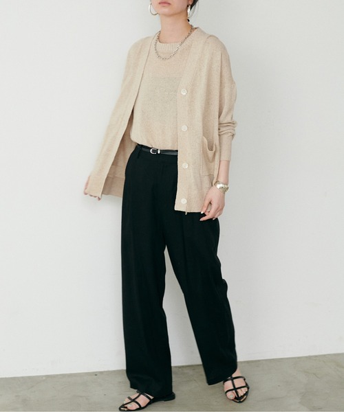 LARUTA（ラルータ）の「【LARUTA】[Web限定] 綿麻シアーニットカーデ（カーディガン/ボレロ・レディース・ブラック/ベージュ/ブルー/アイボリー/ミント/ピンク・FREE）」の16枚目の写真