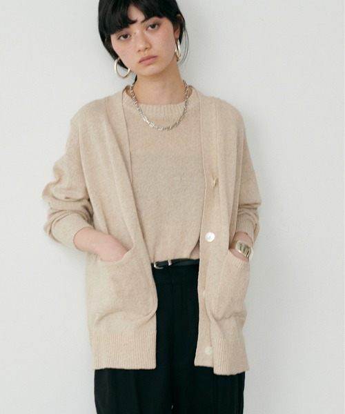 LARUTA（ラルータ）の「【LARUTA】[Web限定] 綿麻シアーニットカーデ（カーディガン/ボレロ・レディース・ブラック/ベージュ/ブルー/アイボリー/ミント/ピンク・FREE）」の14枚目の写真