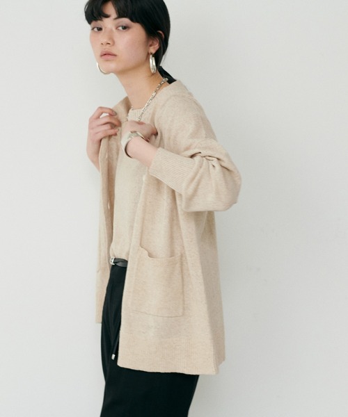 LARUTA（ラルータ）の「【LARUTA】[Web限定] 綿麻シアーニットカーデ（カーディガン/ボレロ・レディース・ブラック/ベージュ/ブルー/アイボリー/ミント/ピンク・FREE）」の15枚目の写真