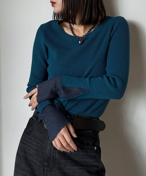 PAGEBOY(ページボーイ)の「<自宅で洗える!>ハイショクレイヤードスリーブ/ニット(ニット/セーター・レディース・オフホワイト/ブラック/グリーン系その他/レッド系その他/ブラウン・FREE)」の1枚目の写真