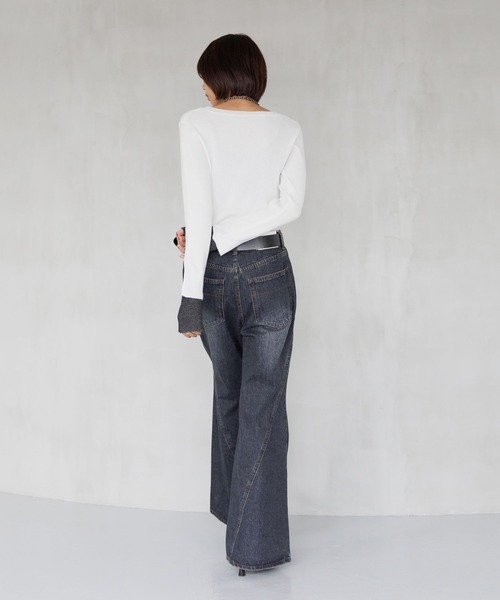 PAGEBOY(ページボーイ)の「<自宅で洗える!>ハイショクレイヤードスリーブ/ニット(ニット/セーター・レディース・オフホワイト/ブラック/グリーン系その他/レッド系その他/ブラウン・FREE)」の6枚目の写真