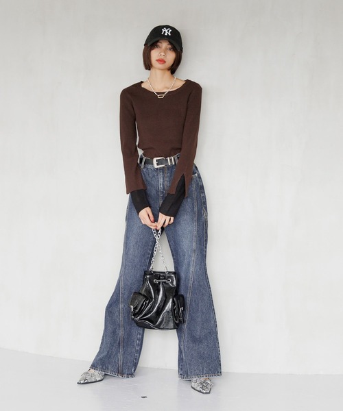 PAGEBOY(ページボーイ)の「<自宅で洗える!>ハイショクレイヤードスリーブ/ニット(ニット/セーター・レディース・オフホワイト/ブラック/グリーン系その他/レッド系その他/ブラウン・FREE)」の16枚目の写真