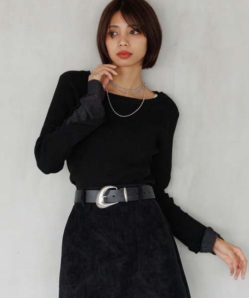 PAGEBOY(ページボーイ)の「<自宅で洗える!>ハイショクレイヤードスリーブ/ニット(ニット/セーター・レディース・オフホワイト/ブラック/グリーン系その他/レッド系その他/ブラウン・FREE)」の13枚目の写真