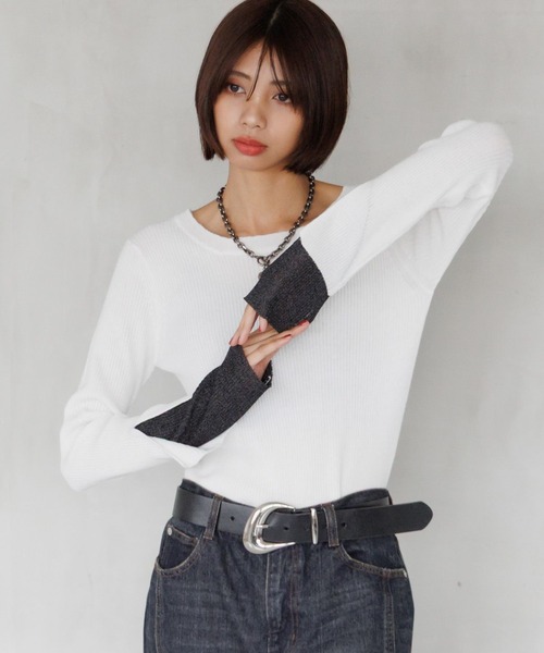 PAGEBOY(ページボーイ)の「<自宅で洗える!>ハイショクレイヤードスリーブ/ニット(ニット/セーター・レディース・オフホワイト/ブラック/グリーン系その他/レッド系その他/ブラウン・FREE)」の7枚目の写真