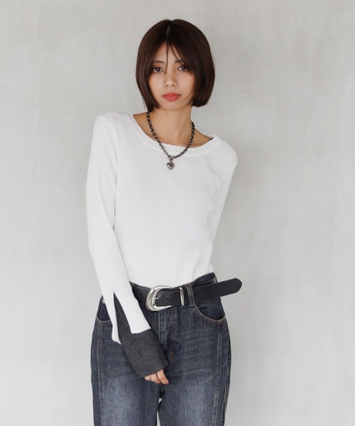 PAGEBOY(ページボーイ)の「<自宅で洗える!>ハイショクレイヤードスリーブ/ニット(ニット/セーター・レディース・オフホワイト/ブラック/グリーン系その他/レッド系その他/ブラウン・FREE)」の8枚目の写真