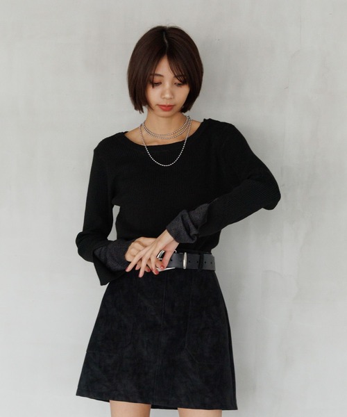 PAGEBOY(ページボーイ)の「<自宅で洗える!>ハイショクレイヤードスリーブ/ニット(ニット/セーター・レディース・オフホワイト/ブラック/グリーン系その他/レッド系その他/ブラウン・FREE)」の14枚目の写真