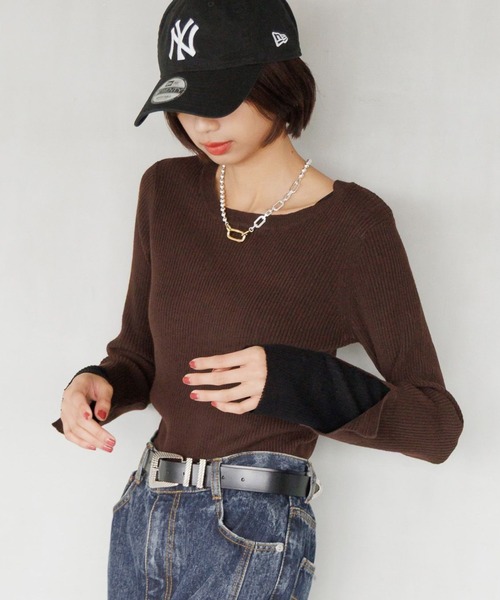 PAGEBOY(ページボーイ)の「<自宅で洗える!>ハイショクレイヤードスリーブ/ニット(ニット/セーター・レディース・オフホワイト/ブラック/グリーン系その他/レッド系その他/ブラウン・FREE)」の20枚目の写真