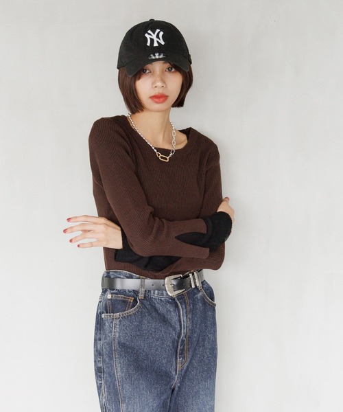 PAGEBOY(ページボーイ)の「<自宅で洗える!>ハイショクレイヤードスリーブ/ニット(ニット/セーター・レディース・オフホワイト/ブラック/グリーン系その他/レッド系その他/ブラウン・FREE)」の21枚目の写真