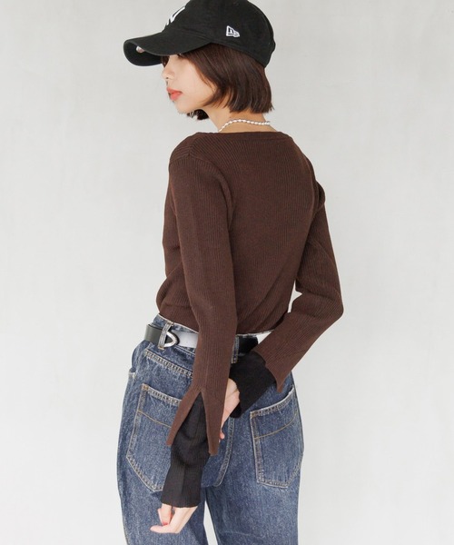 PAGEBOY(ページボーイ)の「<自宅で洗える!>ハイショクレイヤードスリーブ/ニット(ニット/セーター・レディース・オフホワイト/ブラック/グリーン系その他/レッド系その他/ブラウン・FREE)」の22枚目の写真