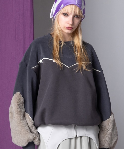 AULA AILA(アウラアイラ)の「ウエスタンディテールプルオーバー(スウェット・レディース・チャコールグレー/ブラウン/ブラック・0)」の4枚目の写真