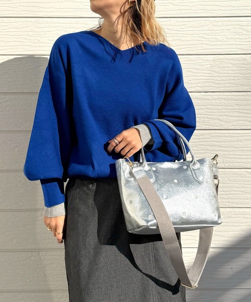 Q(キュー)の「牛革ドット2wayトート(トートバッグ・レディース・ブラック/シルバー・ONE SIZE)」の11枚目の写真