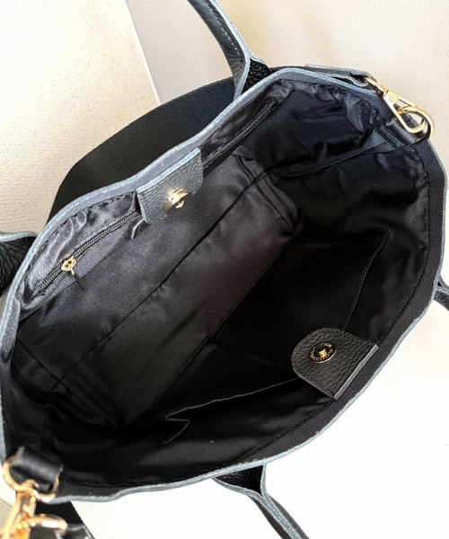 Q(キュー)の「牛革ドット2wayトート(トートバッグ・レディース・ブラック/シルバー・ONE SIZE)」の7枚目の写真