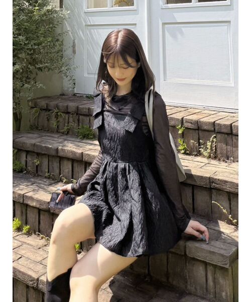 MERCURYDUO（マーキュリーデュオ）の「ボリュームペプラムチュニック（シャツ/ブラウス・レディース・ブラック/オフホワイト・FREE）」の4枚目の写真