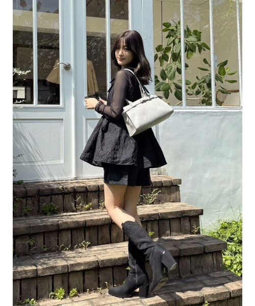 MERCURYDUO（マーキュリーデュオ）の「ボリュームペプラムチュニック（シャツ/ブラウス・レディース・ブラック/オフホワイト・FREE）」の7枚目の写真