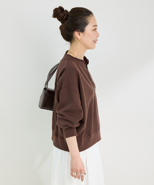 BEARDSLEY＊サイドジップ裏毛プルオーバー/ブラック ウォッシャブル