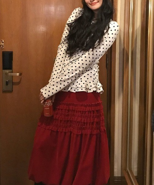 shyam inspiration(シャムインスピレーション)の「人気につき再登場!/ドット柄 フリルタイトロングTシャツ/ロンT/長袖/レイヤード(Tシャツ/カットソー・レディース・ホワイト・L/M)」の10枚目の写真