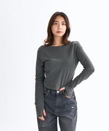 IRREGULAR /ロキシーバックオープンデザインカップ付きタイトシルエット長袖ロンT