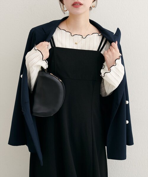 natural couture（ナチュラルクチュール）の「【WEB限定】透かしカットソー配色TOPS（Tシャツ/カットソー・レディース・ブラウン/レッド系その他/アイボリー/ブラック・FREE）」の10枚目の写真