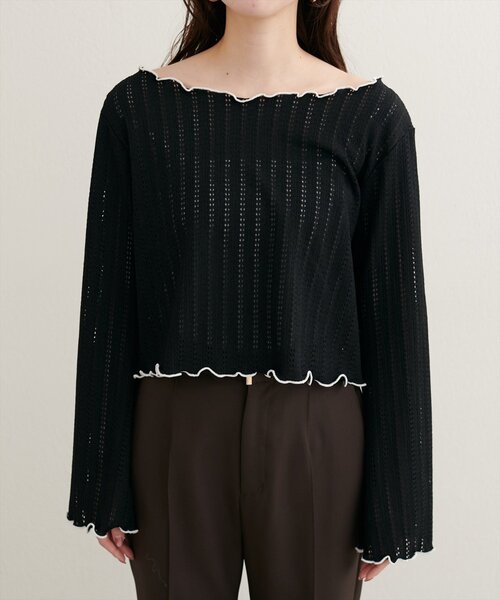 natural couture（ナチュラルクチュール）の「【WEB限定】透かしカットソー配色TOPS（Tシャツ/カットソー・レディース・ブラウン/レッド系その他/アイボリー/ブラック・FREE）」の17枚目の写真