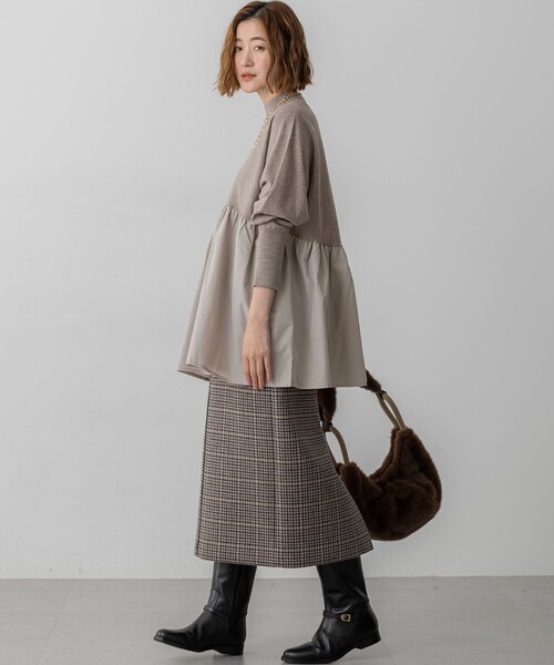 セール】【見上愛さん着用】ボンディングチェックツイード Iライン