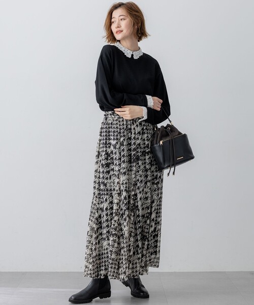 洗える】エンブロイダリー フラワーレースコンビ ニット（ニット