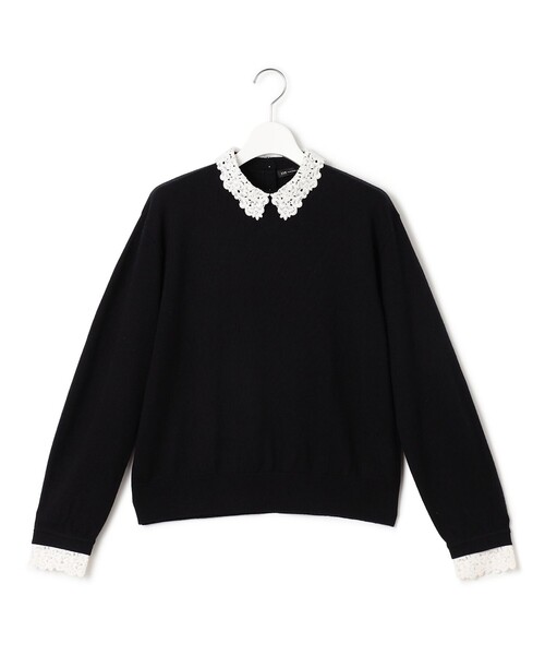 洗える】エンブロイダリー フラワーレースコンビ ニット（ニット