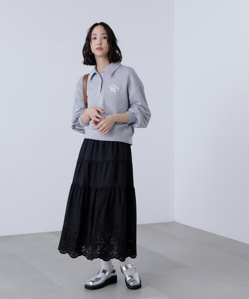 FREE'S MART（フリーズマート）の「◆エンブロイダリーティアードスカート（スカート・レディース・ブラック/ホワイト・SMALL/MEDIUM）」の3枚目の写真