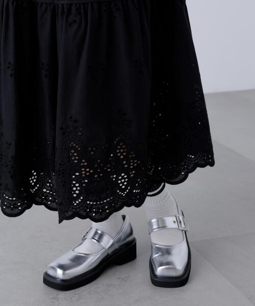 FREE'S MART（フリーズマート）の「◆エンブロイダリーティアードスカート（スカート・レディース・ブラック/ホワイト・SMALL/MEDIUM）」の12枚目の写真