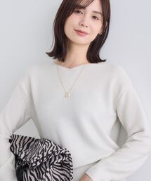 新品　INDIVI　薄手ニットソー　38 45Rニットソーの908ヘンリー（インディゴ）: WOMEN｜45R