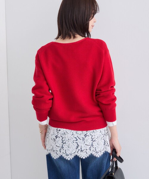 INDIVI（インディヴィ）の「【ウール混ラメ素材】Vネック煌めきニット（ニット/セーター・レディース・オフホワイト/ライトグレー系8/ブルー系5/ネイビー/ボルドー・05/38/34/15 /13/19）」の12枚目の写真