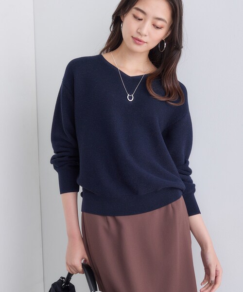 ⭐️インディヴィ セール】【ウール混ラメ素材】Vネック煌めきニット（ニット