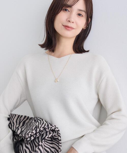 LV ラメロゴ付きホワイトニット DRESKIP（ドレスキップ） ニット セーター 「S-LL」きらっと華やか