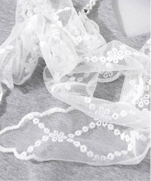 LA POMME petit（ラポミ・プチ）の「Lace Ribbon Sweat Set Up（セットアップ・レディース・グレー・SMALL/MEDIUM/LARGE）」の4枚目の写真