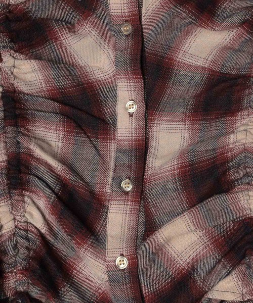 3.3 Field Trip （3.3フィールドトリップ）の「3.3 Field Trip／ギャザーチェックシャツ（シャツ/ブラウス・レディース・ブラック/ボルドー/オフホワイト・FREE）」の7枚目の写真