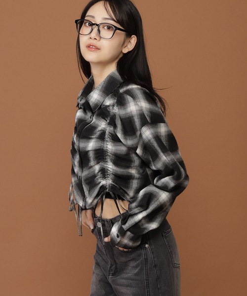 3.3 Field Trip （3.3フィールドトリップ）の「3.3 Field Trip／ギャザーチェックシャツ（シャツ/ブラウス・レディース・ブラック/ボルドー/オフホワイト・FREE）」の17枚目の写真