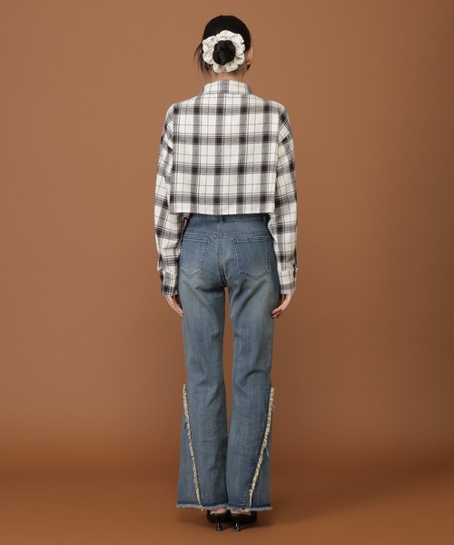 3.3 Field Trip （3.3フィールドトリップ）の「3.3 Field Trip／ギャザーチェックシャツ（シャツ/ブラウス・レディース・ブラック/ボルドー/オフホワイト・FREE）」の13枚目の写真