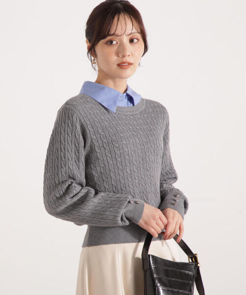 PROPORTION BODY DRESSING（プロポーションボディドレッシング）の「＜ハンドウォッシャブル＞袖釦ミニケーブルニット / 1215270905（ニット/セーター・レディース・ネイビー/ホワイト/レッド/グレー系その他・FREE）」の6枚目の写真