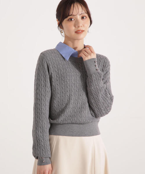 PROPORTION BODY DRESSING（プロポーションボディドレッシング）の「＜ハンドウォッシャブル＞袖釦ミニケーブルニット / 1215270905（ニット/セーター・レディース・ネイビー/ホワイト/レッド/グレー系その他・FREE）」の9枚目の写真