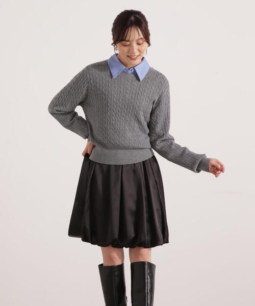 PROPORTION BODY DRESSING（プロポーションボディドレッシング）の「＜ハンドウォッシャブル＞袖釦ミニケーブルニット / 1215270905（ニット/セーター・レディース・ネイビー/ホワイト/レッド/グレー系その他・FREE）」の10枚目の写真