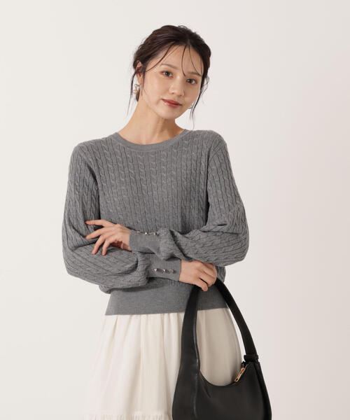 PROPORTION BODY DRESSING（プロポーションボディドレッシング）の「＜ハンドウォッシャブル＞袖釦ミニケーブルニット / 1215270905（ニット/セーター・レディース・ネイビー/ホワイト/レッド/グレー系その他・FREE）」の13枚目の写真