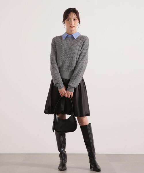 PROPORTION BODY DRESSING（プロポーションボディドレッシング）の「＜ハンドウォッシャブル＞袖釦ミニケーブルニット / 1215270905（ニット/セーター・レディース・ネイビー/ホワイト/レッド/グレー系その他・FREE）」の14枚目の写真