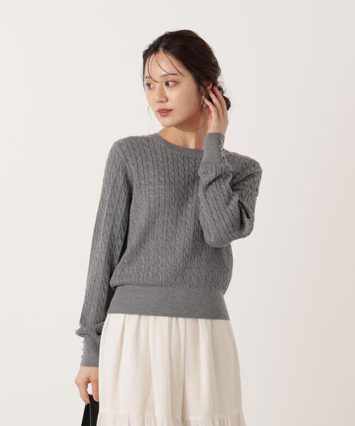 PROPORTION BODY DRESSING（プロポーションボディドレッシング）の「＜ハンドウォッシャブル＞袖釦ミニケーブルニット / 1215270905（ニット/セーター・レディース・ネイビー/ホワイト/レッド/グレー系その他・FREE）」の15枚目の写真