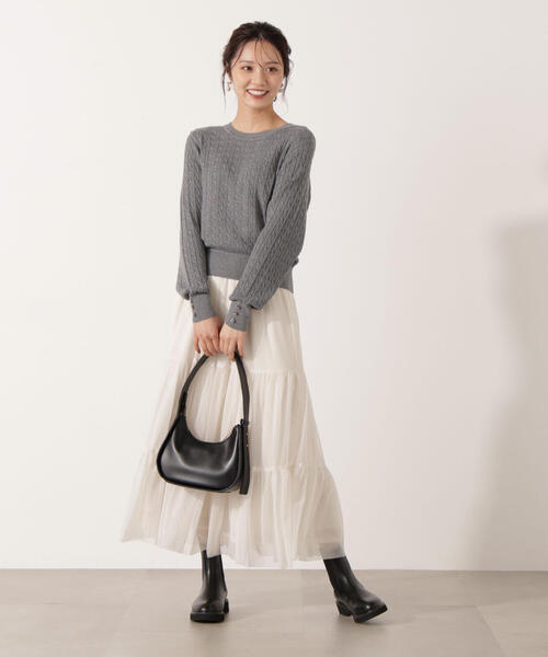 PROPORTION BODY DRESSING（プロポーションボディドレッシング）の「＜ハンドウォッシャブル＞袖釦ミニケーブルニット / 1215270905（ニット/セーター・レディース・ネイビー/ホワイト/レッド/グレー系その他・FREE）」の16枚目の写真